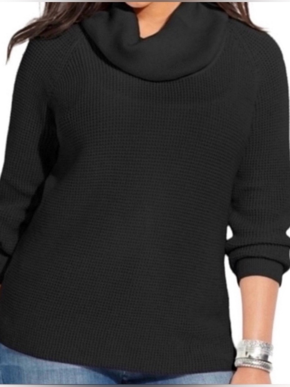 Michael Kors | Black Waffle Knit Cowl Sweater | Size XL